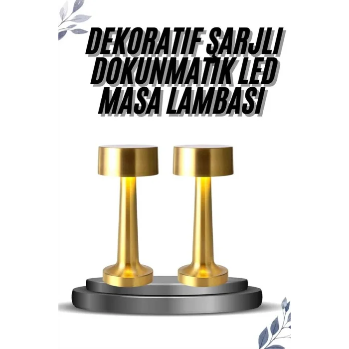 BUĞZ Kablosuz Renkli Masa ve Gece Lambası Altın Rengi Dokunmatik Led Lamba - BUĞZ