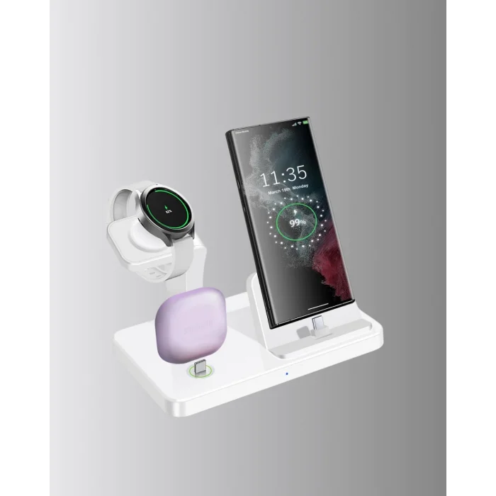 BUĞZ Kablosuz Şarj İstasyonu 4’ü 1 Arada iPhone Watch ve AirPods Uyumlu