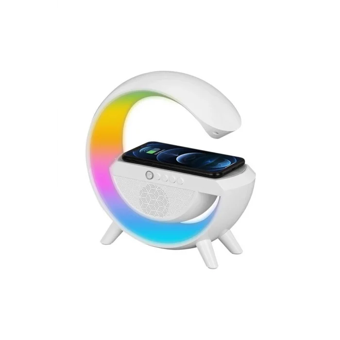 BUĞZ Kablosuz Şarj ve Bluetooth Hoparlör Özellikli LED Masa Lambası - Çoklu Bağlantılı