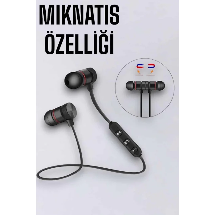 Kablosuz Sport Mıknatıslı Mikrofonlu Kulak İçi Kulaklık