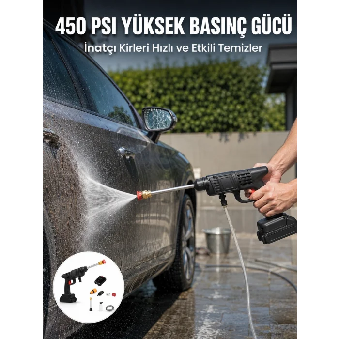 BUĞZ Kablosuz Taşınabilir Basınçlı Yıkama Tabancası Köpük Şişeli