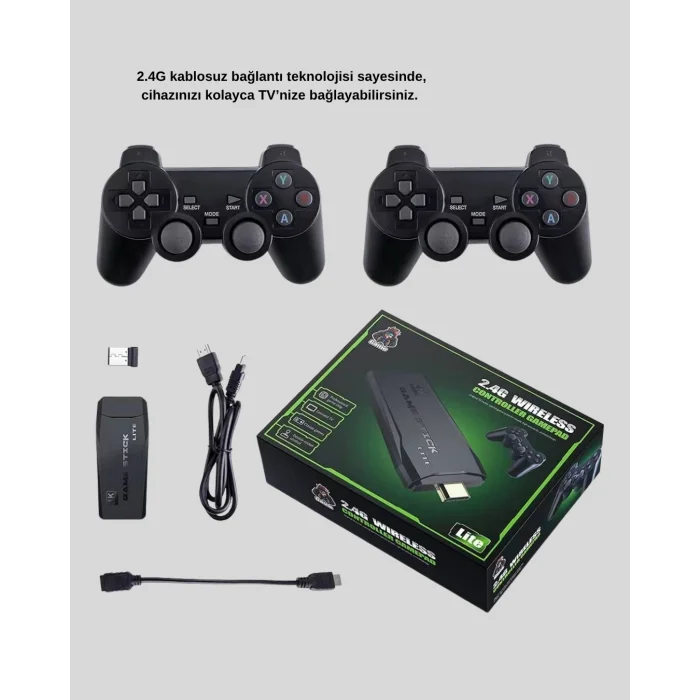 BUĞZ Kablosuz Taşınabilir Oyun Konsolu 2.4G TV Bağlantılı Kompakt Tasarım