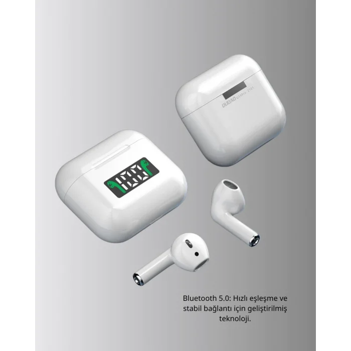 BUĞZ Kablosuz TWS Bluetooth 5.0 Kulaklık – Dokunmatik Kontrol, LED Göstergeli