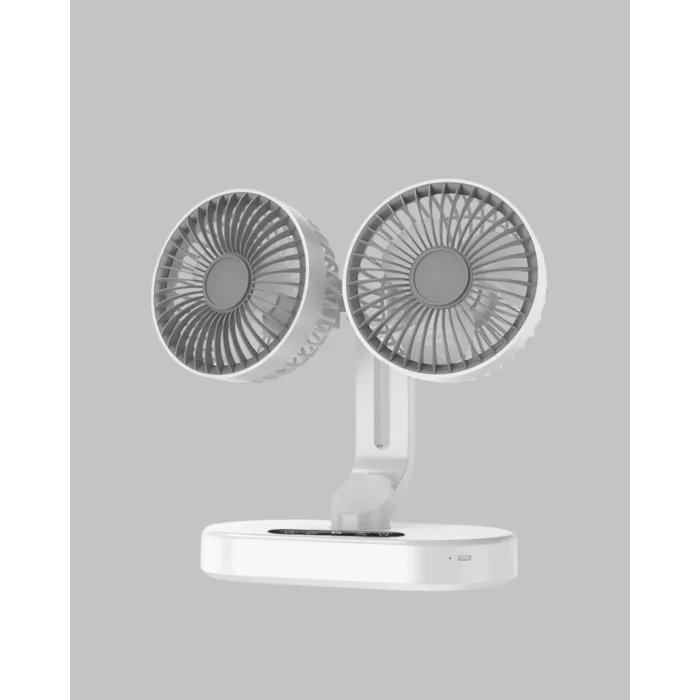 BUĞZ Kablosuz USB Şarjlı 720° Döner Masaüstü Fan – Çift Taraflı Serinlik ve Gece Lambası