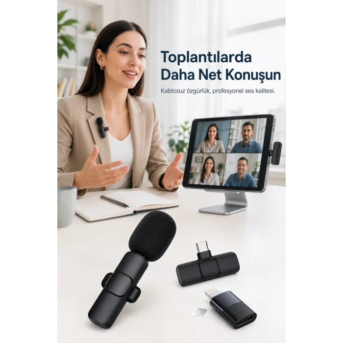 BUĞZ Kablosuz Yaka Mikrofonu USB-C Lightning Uyumlu Tak Çalıştır Telefon Video Ses Kayıt Seti