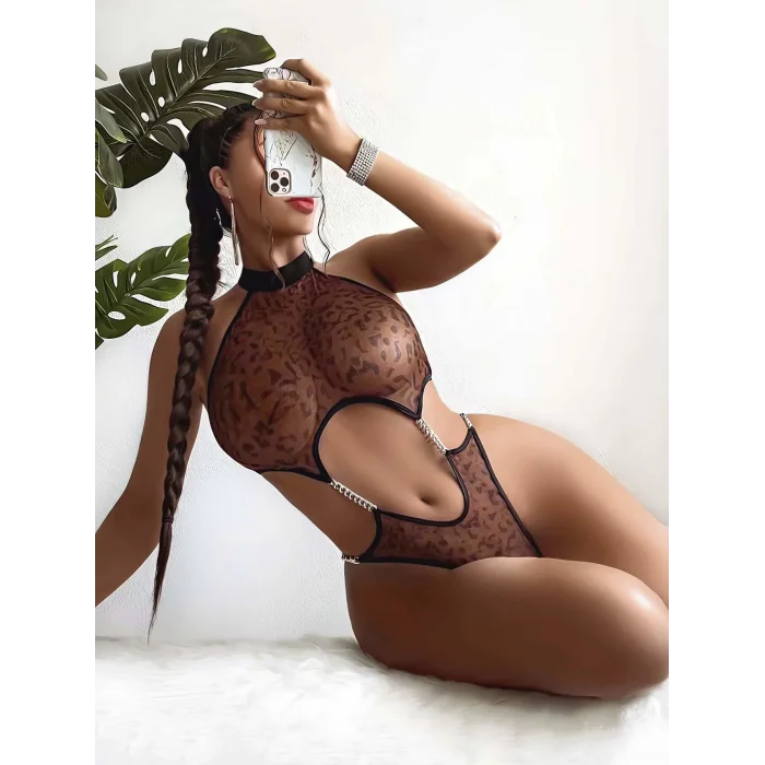 BUĞZ Kadın Kahverengi Zincir Detaylı Fantezi Kostüm 2004