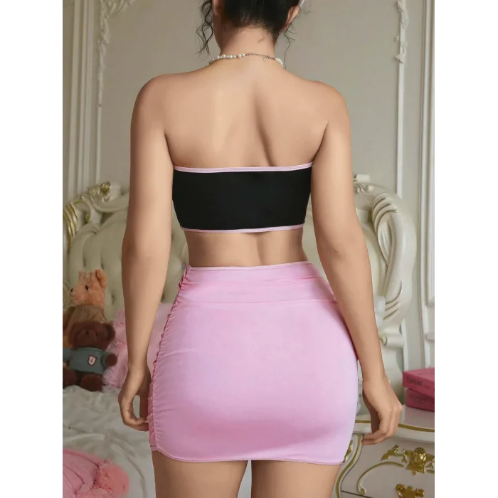 BUĞZ Kadın Pembe Etekli Fiyonk Detaylı Fantezi Elbise 2154