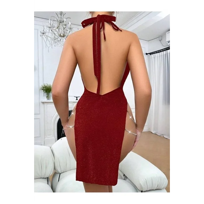 BUĞZ kadın zincir detaylı Fantezi  elbise 5087