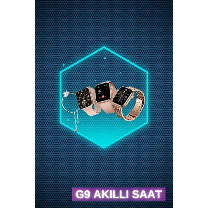  Kadınlar İçin 3 Kordonlu Akıllı Saat ve Dijital Göstergeli Powerbankli Bluetooth Kulaklık Dokunmatik Kontrol