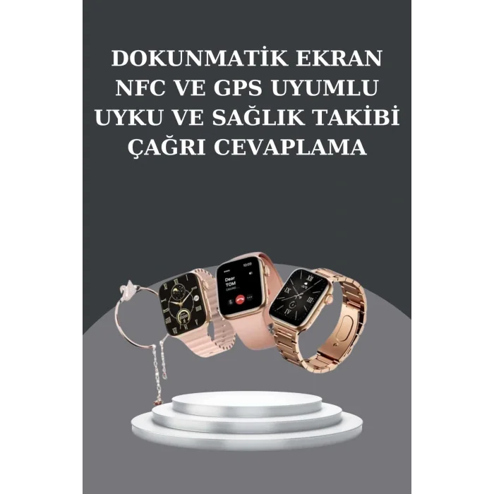 BUĞZ Kadınlara Özel Bileklik Hediyeli Akıllı Saat ve Dijital Göstergeli ANC Özellikli Bluetooth Kulaklık