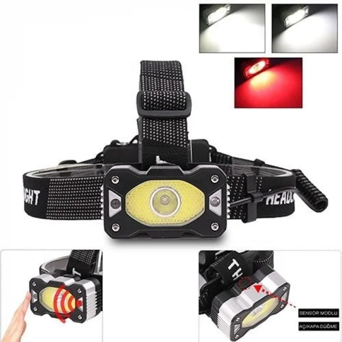 BUĞZ Kafa Feneri 4 Modlu Sensörlü Şarjlı Güçlü Kafa Lambası Wt-248