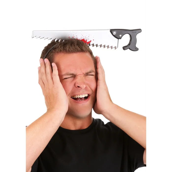  Kafaya Saplanmış Halloween Kanlı Testere Şaka Tacı