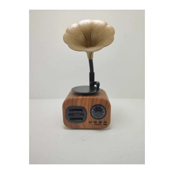 BUĞZ Kahverengi Nostaljik Tasarımlı Mini Bluetooth Radyo ve Hoparlör, Klasik Gramafon Görünümlü