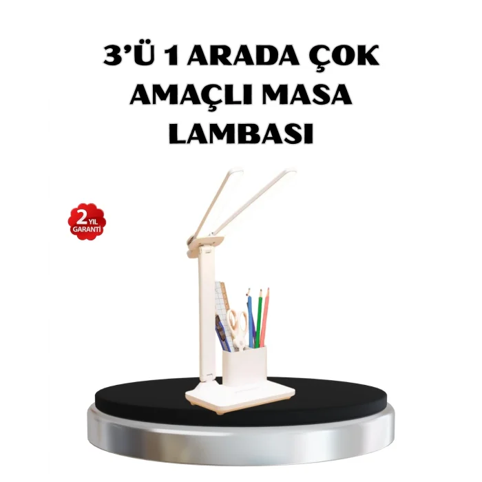 BUĞZ Kalemlik ve Telefon Standlı Masa Lambası – Kısılabilir LED Işık, Göz Dostu Tasarım