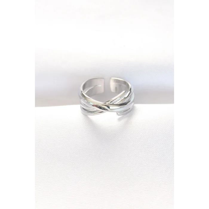 BUĞZ Kalın Silver Renk Ayarlanabilir Yüzük