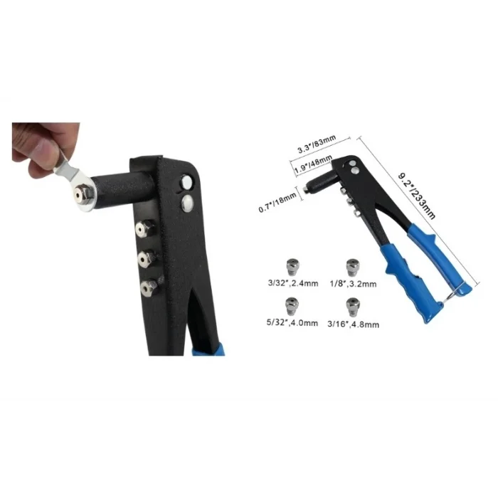  Kalınlık Tek Yönlü El Perçin Tabancası 40 Yedekli Ve 4 Çeşit Perçim