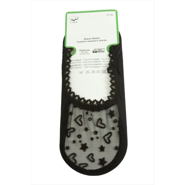  Kalp Dantel Babet Çorap