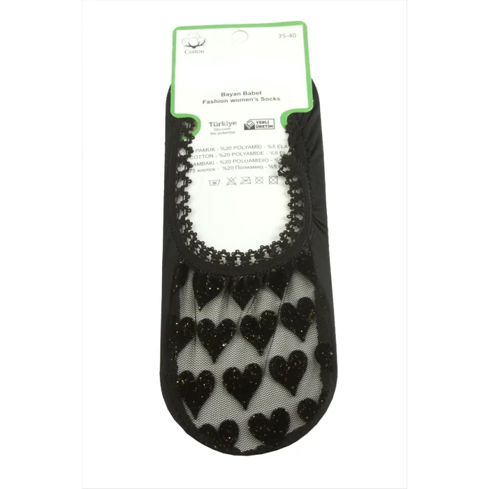  Kalp Dantel Babet Çorap