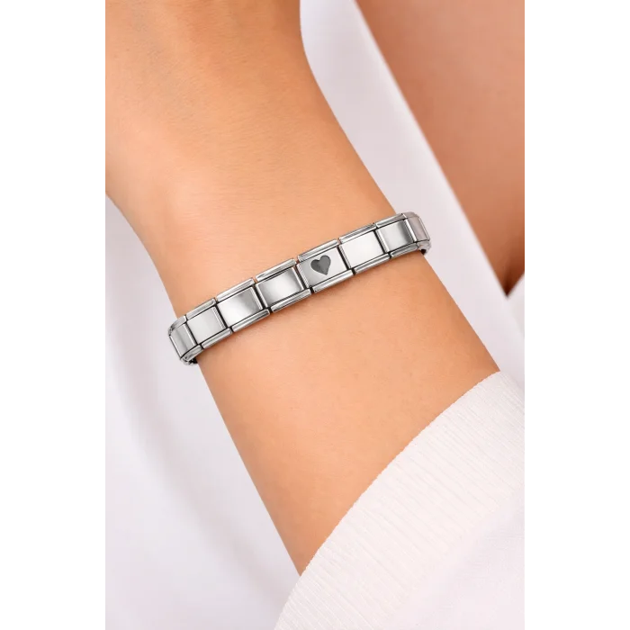 BUĞZ Kalp Detaylı Çelik Bileklik – Paslanmaz Çelik İtalyan Model Şık Bilezik