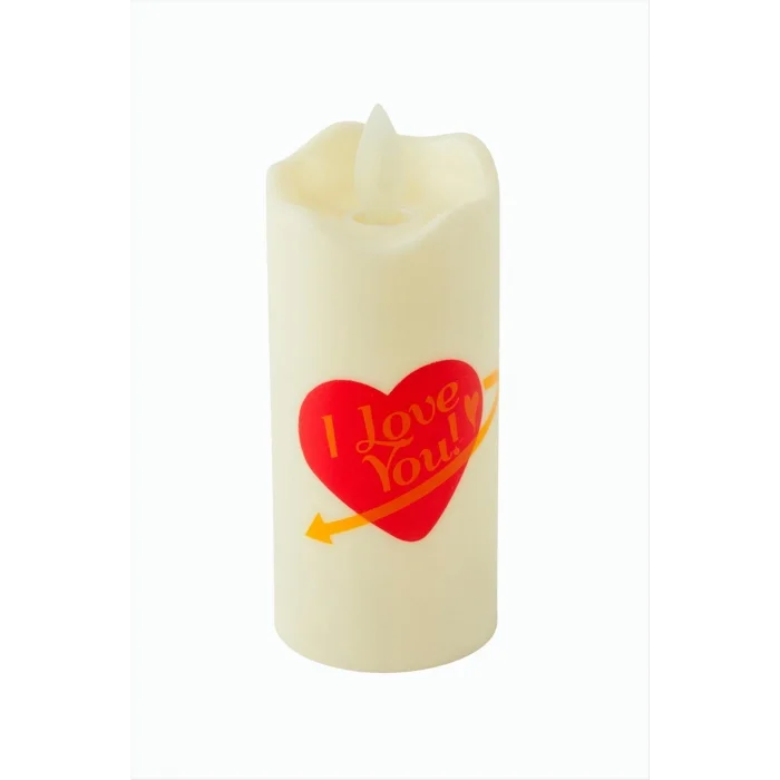 BUĞZ Kalp I Love You Yazılı Işıklı Mum 12 cm