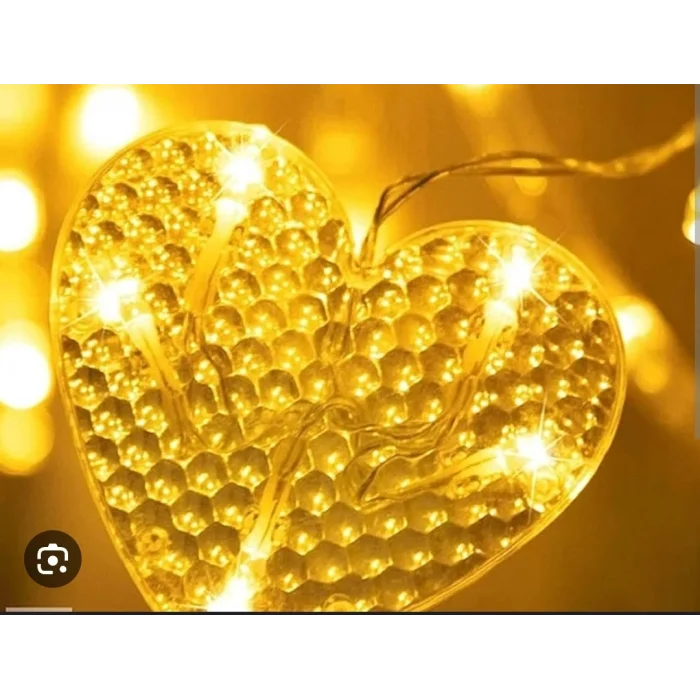 BUĞZ Kalp Perde Led 3m 6 Sıra 12 Adet Kalp Led Işık Gün Işığı