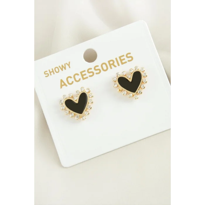  Kalp Sedef Taşlı Metal Küpe