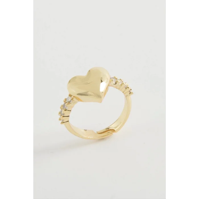  Kalp Taşlı Metal Yüzük