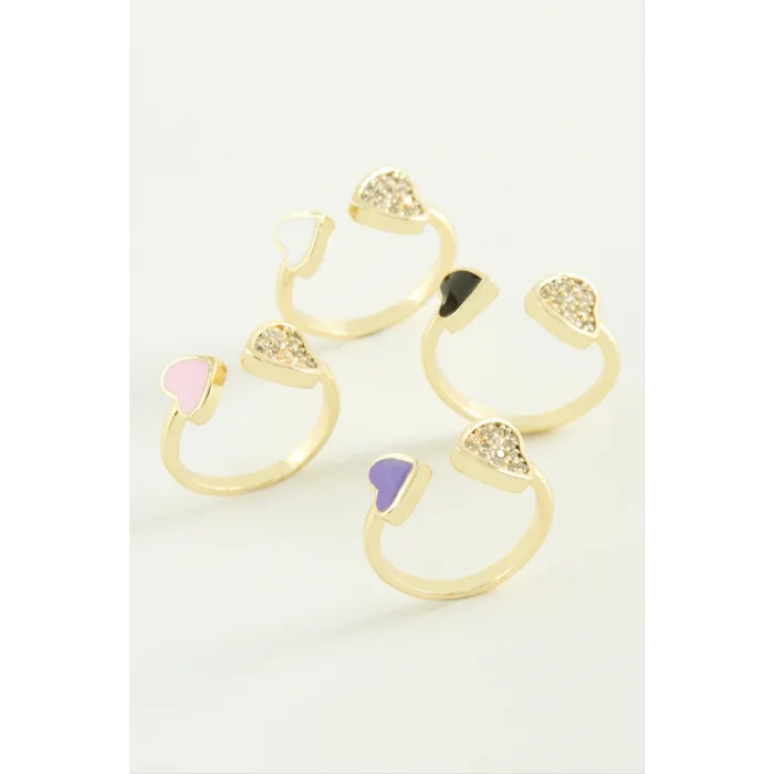  Kalp Taşlı Mineli Eklem Yüzük