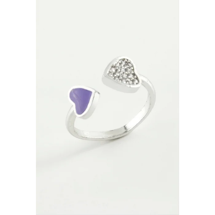  Kalp Taşlı Mineli Eklem Yüzük