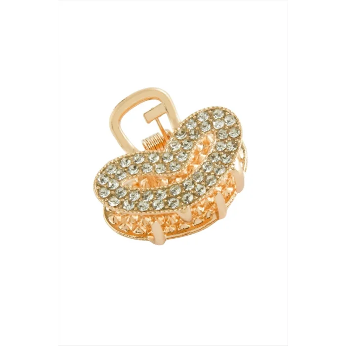 BUĞZ Kalp Taşlı Minik Metal Mandal Toka 2,5 cm