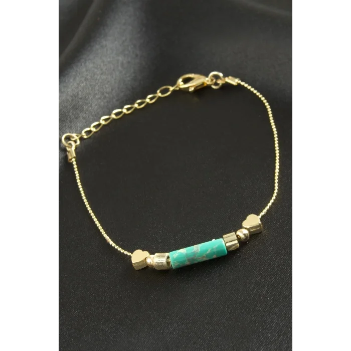 BUĞZ Kalp Turkuaz Taşlı Bileklik