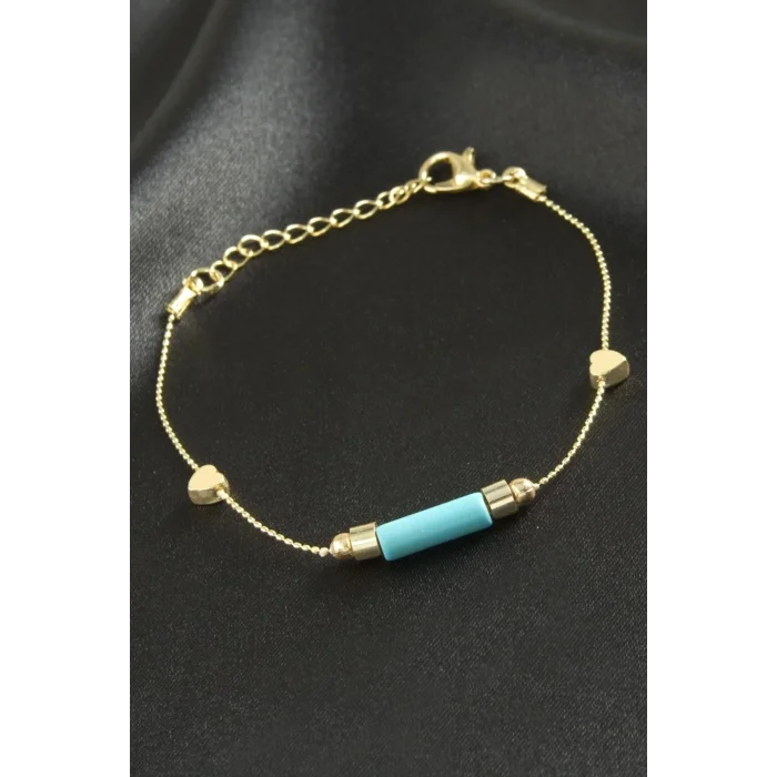 BUĞZ Kalp Turkuaz Taşlı Bileklik