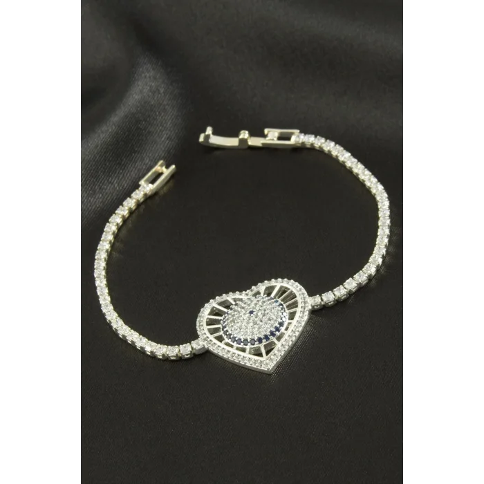 BUĞZ Kalp Zirkon Taşlı Çocuk Bileklik 16 cm