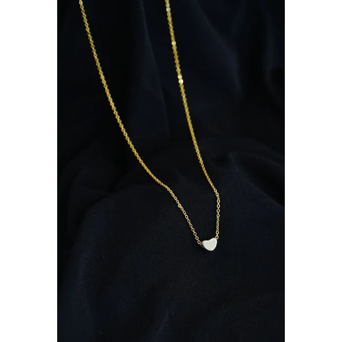 BUĞZ Kalpli Kolye Taşsız Gold Renk