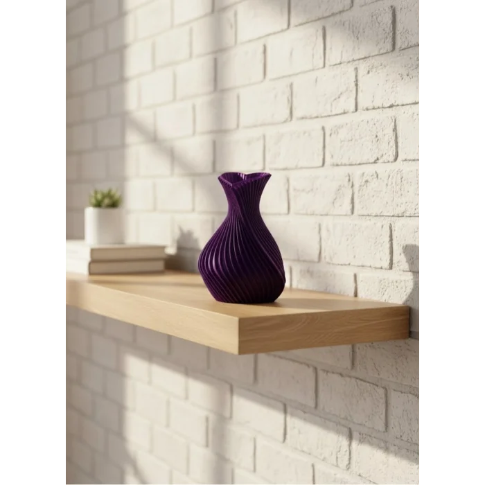 BUĞZ Kalpli Mor Mini Vazo 5 cm Dekoratif Masa Üstü Aksesuar