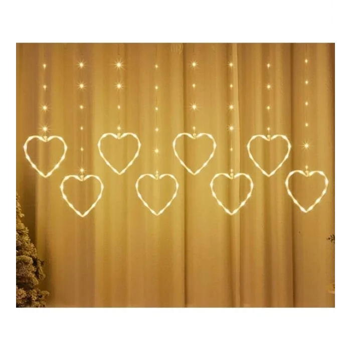 BUĞZ Kalpli Perde Led Işıklar, Sevgililer Günü Romantik Led Aydınlatma