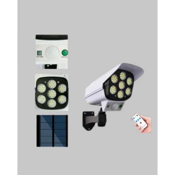 BUĞZ Kamera Görünümlü Solar LED Lamba Hareket Sensörlü Uzaktan Kumandalı Bahçe Duvar Aydınlatması