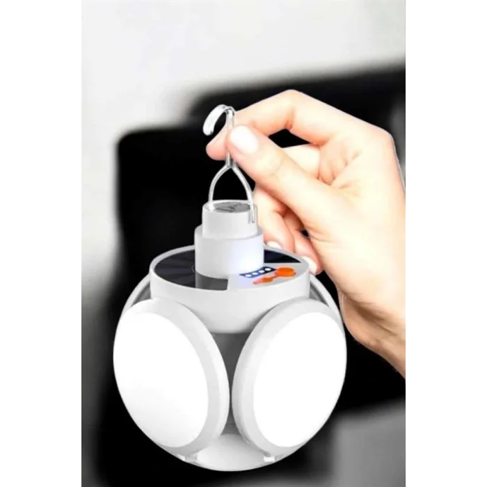 BUĞZ Kamp Lambası Işıldak Beyaz Işık Güneş Enerjili Solar Aydınlatma 5 Kanatlı Katlanabilir