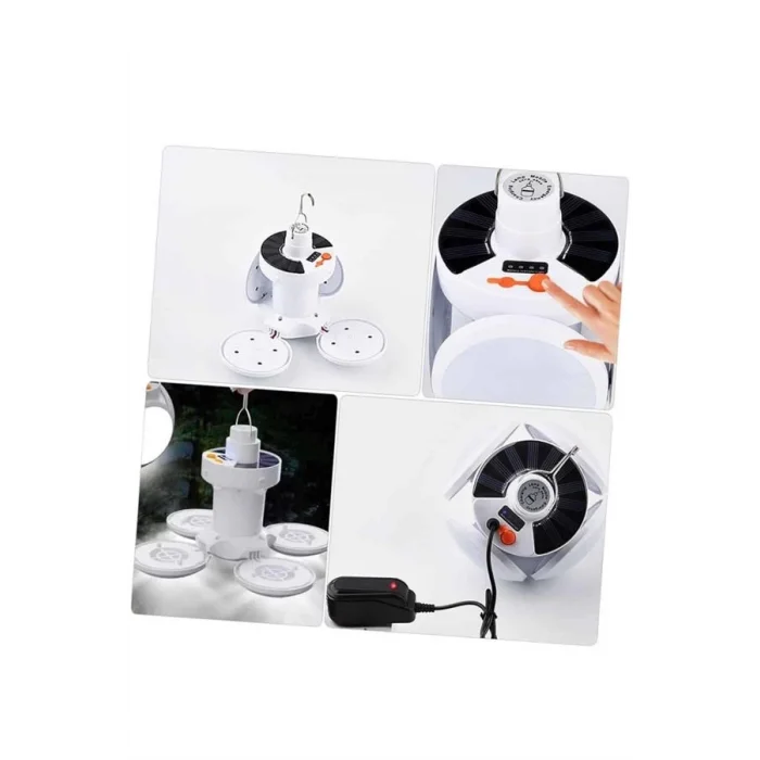 BUĞZ Kamp Lambası Işıldak Beyaz Işık Güneş Enerjili Solar Aydınlatma 5 Kanatlı Katlanabilir