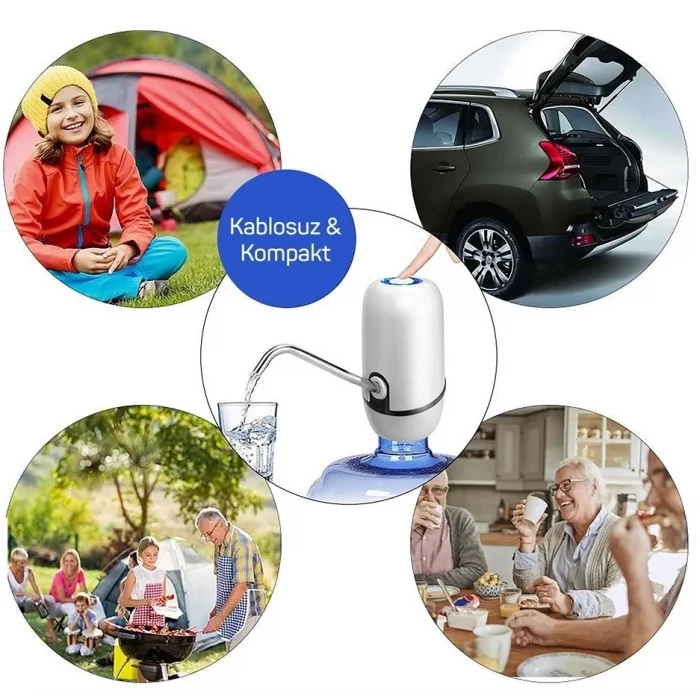  Kampta Piknikte Yazlıkta Şarjlı Damacana Otomatik Su Pompası
