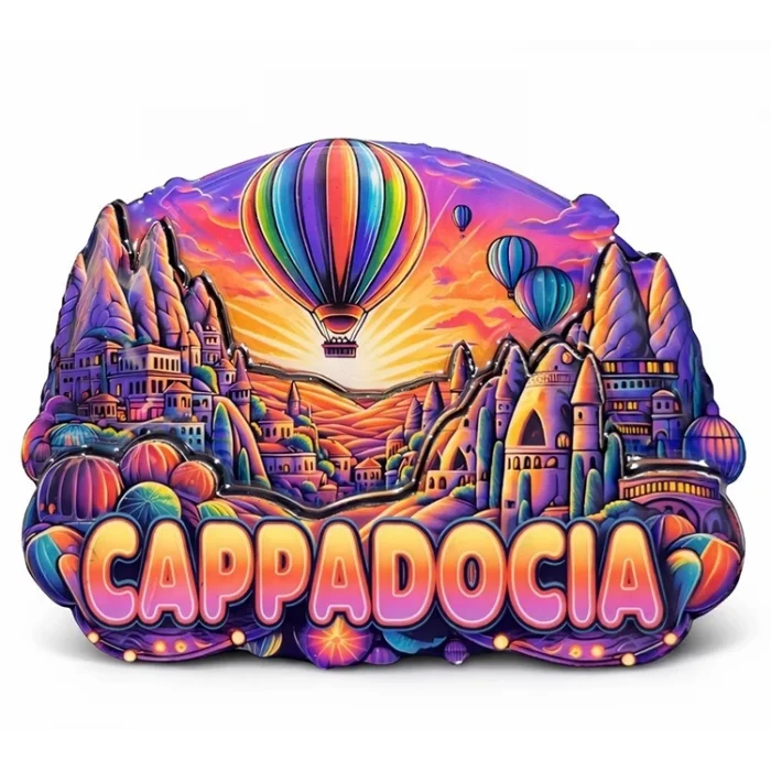 BUĞZ Kapadokya Temalı Ahşap Buzdolabı Magneti Model 2