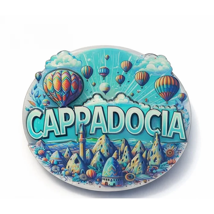 BUĞZ Kapadokya Temalı Ahşap Buzdolabı Magneti Model 6