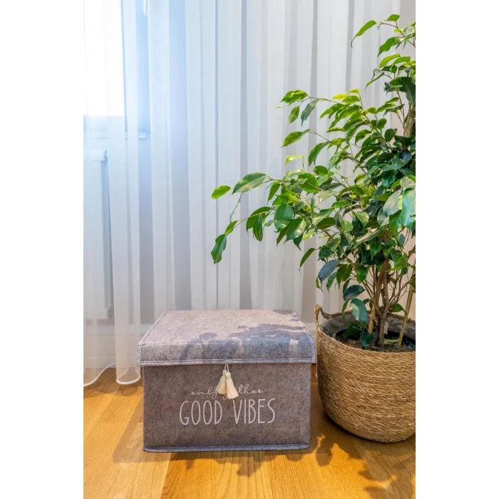 BUĞZ Kapaklı Püskül Detaylı Düzenleyici Çok Amaçlı Organizer Keçe Sepet (mini) - 03495 ( BUĞZ )