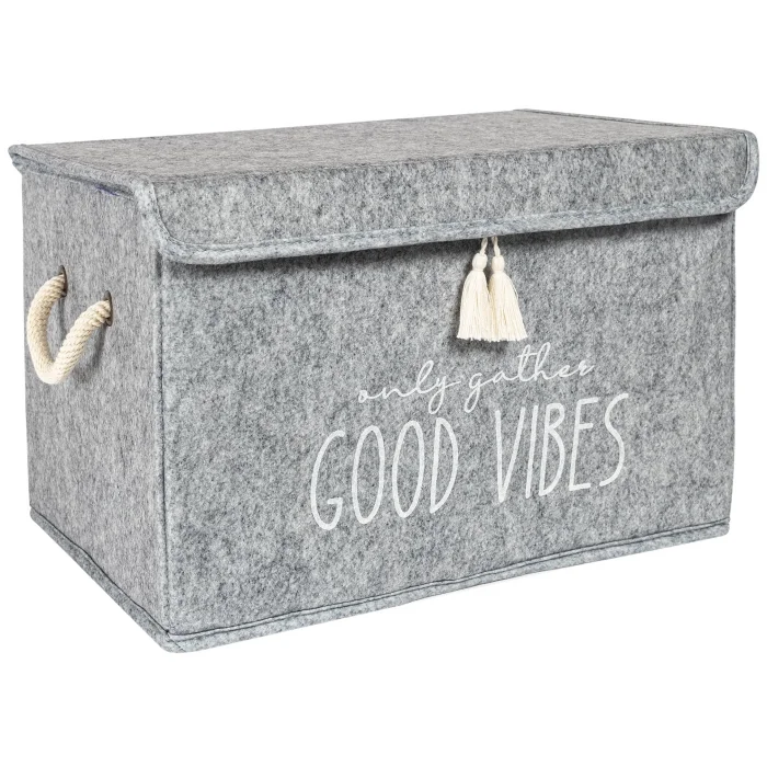 BUĞZ Kapaklı Püskül Detaylı Düzenleyici Çok Amaçlı Organizer Keçe Sepet (mini) - 03495 ( BUĞZ )