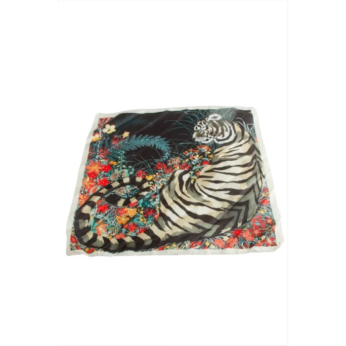 BUĞZ Kaplan Desenli Zr Saten Fular 50*50 cm