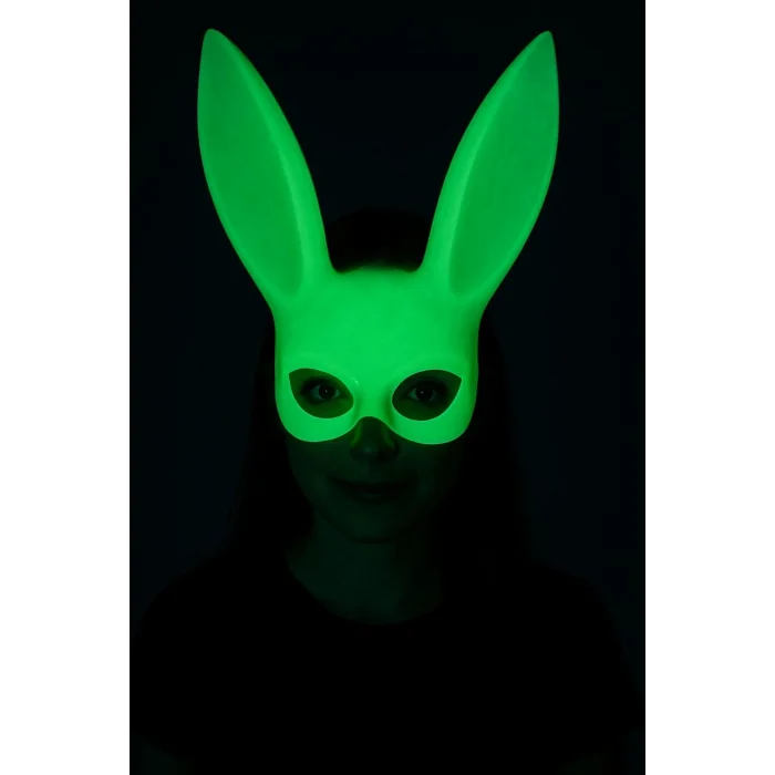BUĞZ Karanlıkta Parlayan Fosforlu Tavşan Maskesi – Glow Bunny Masquerade Maske (32x22 cm)