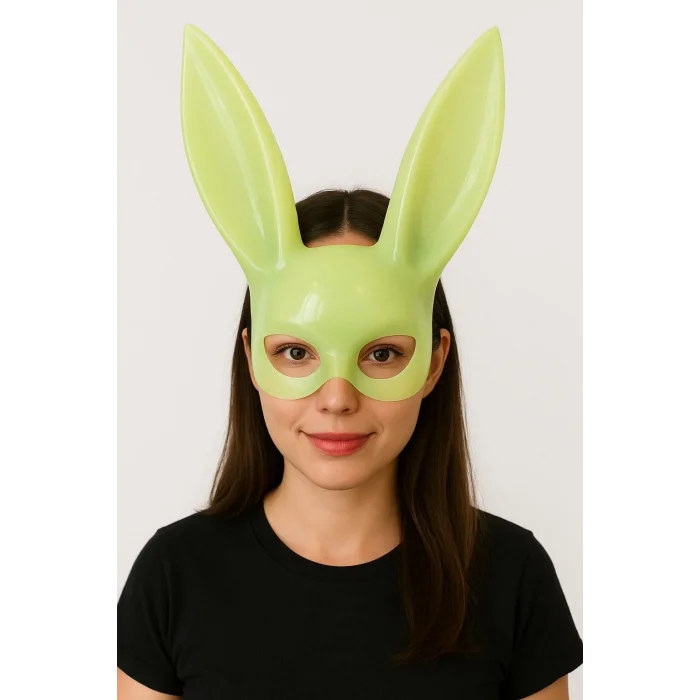 BUĞZ Karanlıkta Parlayan Fosforlu Tavşan Maskesi – Glow Bunny Masquerade Maske (32x22 cm)
