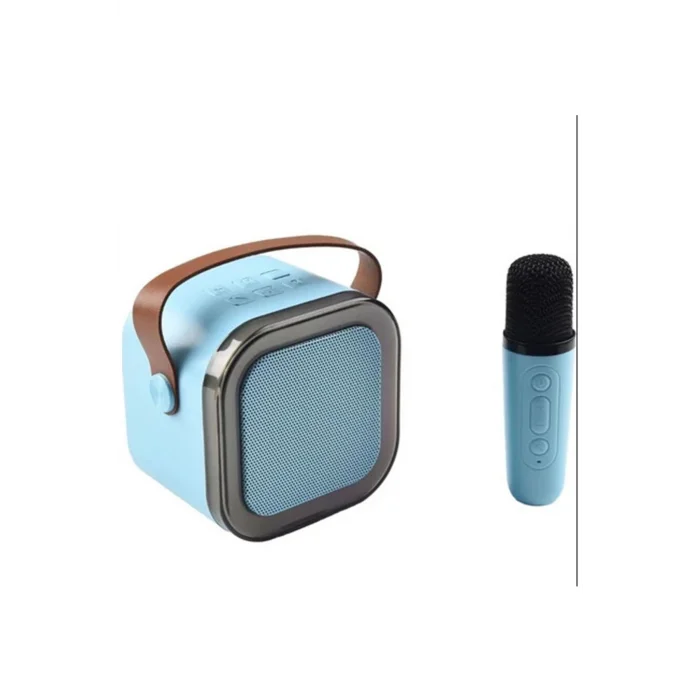 BUĞZ Karaoke Kablosuz Hoparlör Mikrofonlu Rgb Işıklı Bluetooth Speaker Tf Kart/usb Mavi