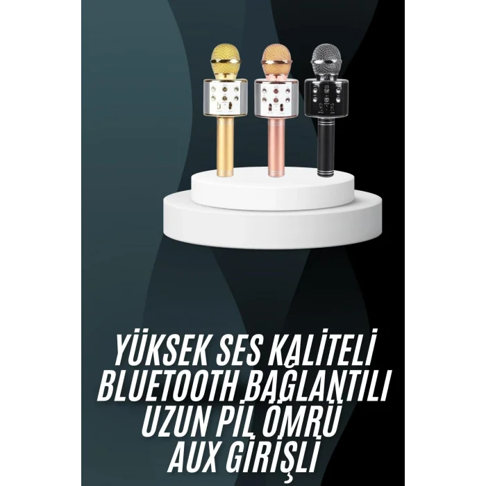 BUĞZ Karaoke Mikrofon Bluetooth Bağlantılı Aux Girişli Uzun Pil Ömrü Yüksek Ses Kaliteli - BUĞZ