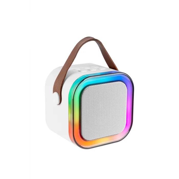 BUĞZ Karaoke Mikrofonlu Beyaz Bluetooth Hoparlör, Taşınabilir Müzik ve Eğlence Sistemi
